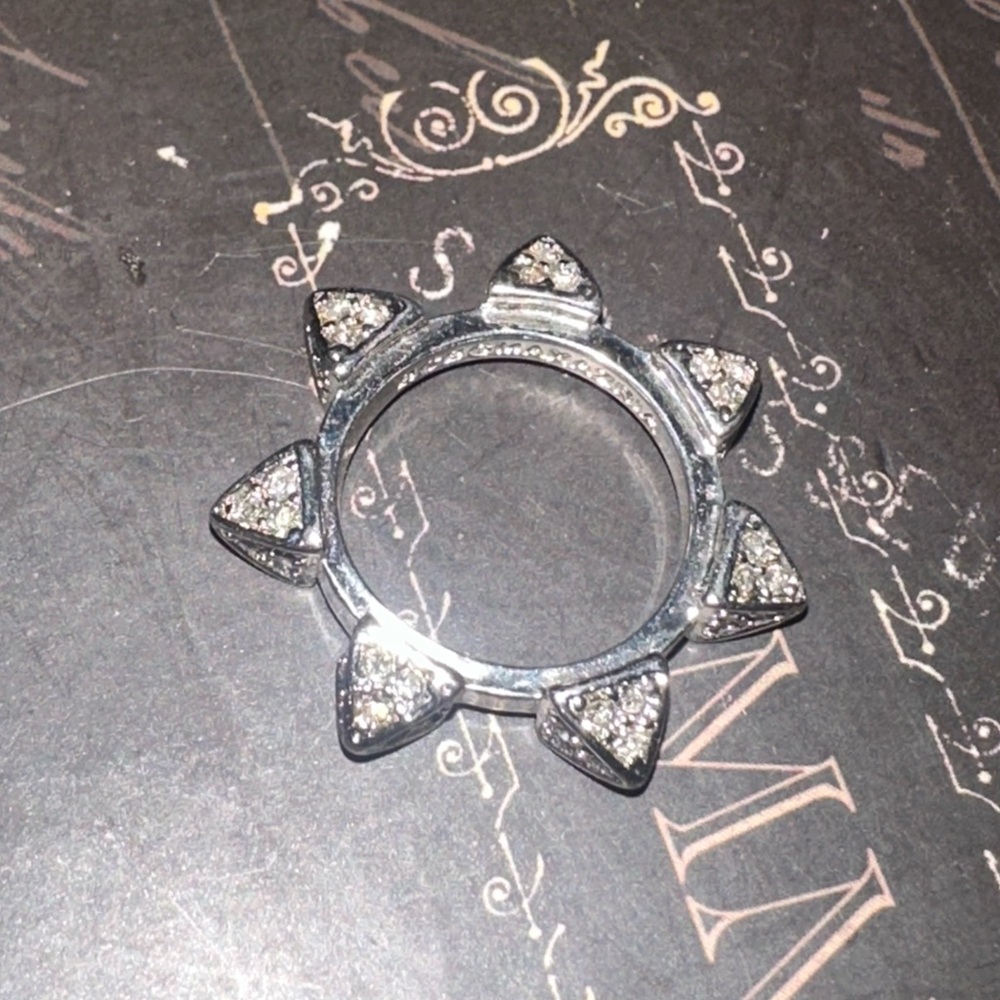 BCBGMaxAzria Silver Ring with Crystal Spikes